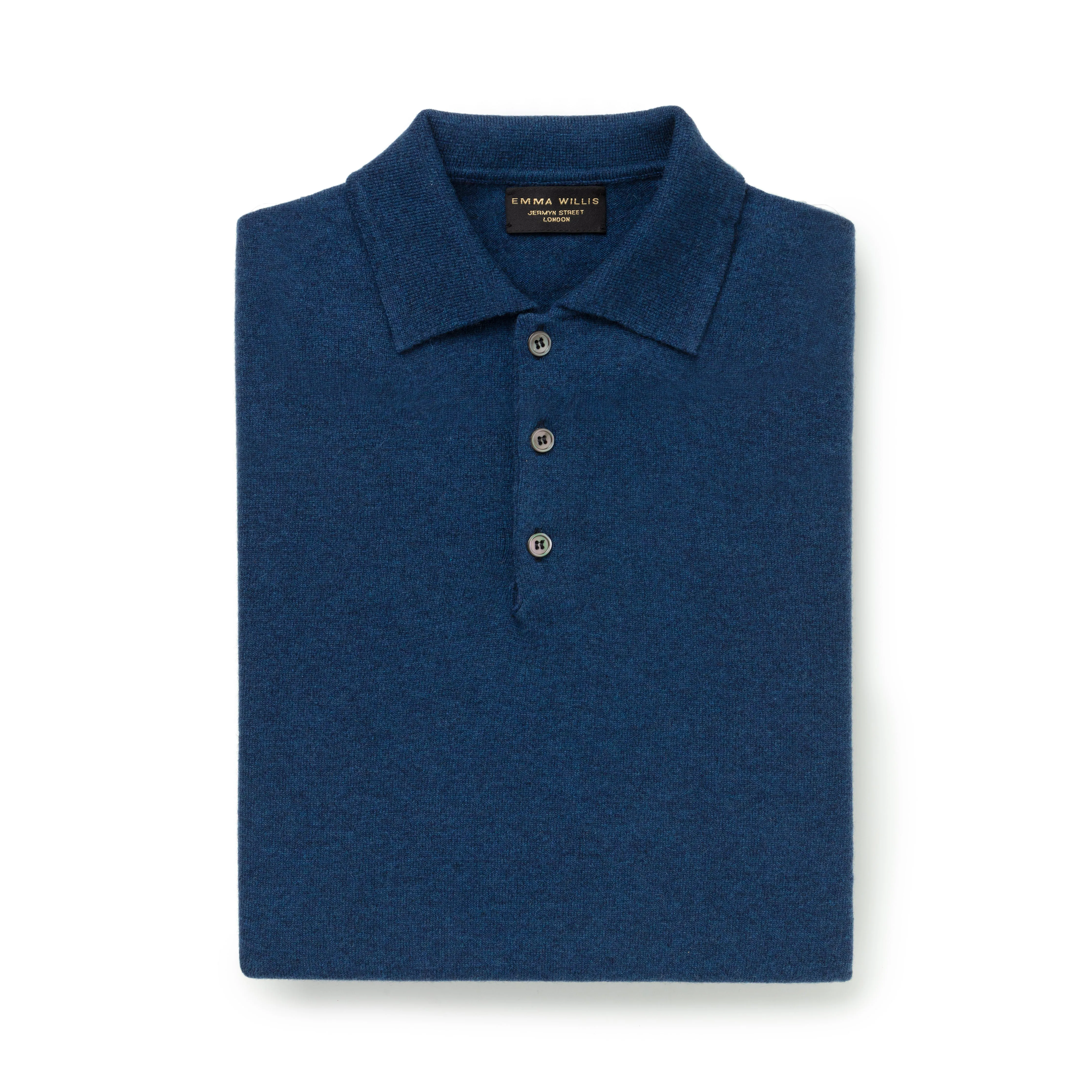 Blue Melange Cashmere Polo