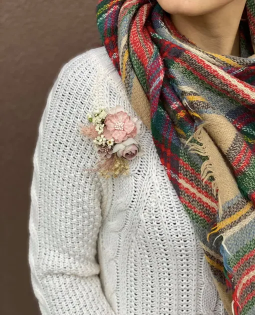 Blush pink flower wedding brooch Romantic brooch Pale pink Statement brooch Bridal flower brooch Magaela accessories Dusty pink Coat brooch