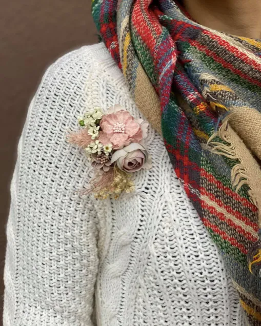 Blush pink flower wedding brooch Romantic brooch Pale pink Statement brooch Bridal flower brooch Magaela accessories Dusty pink Coat brooch