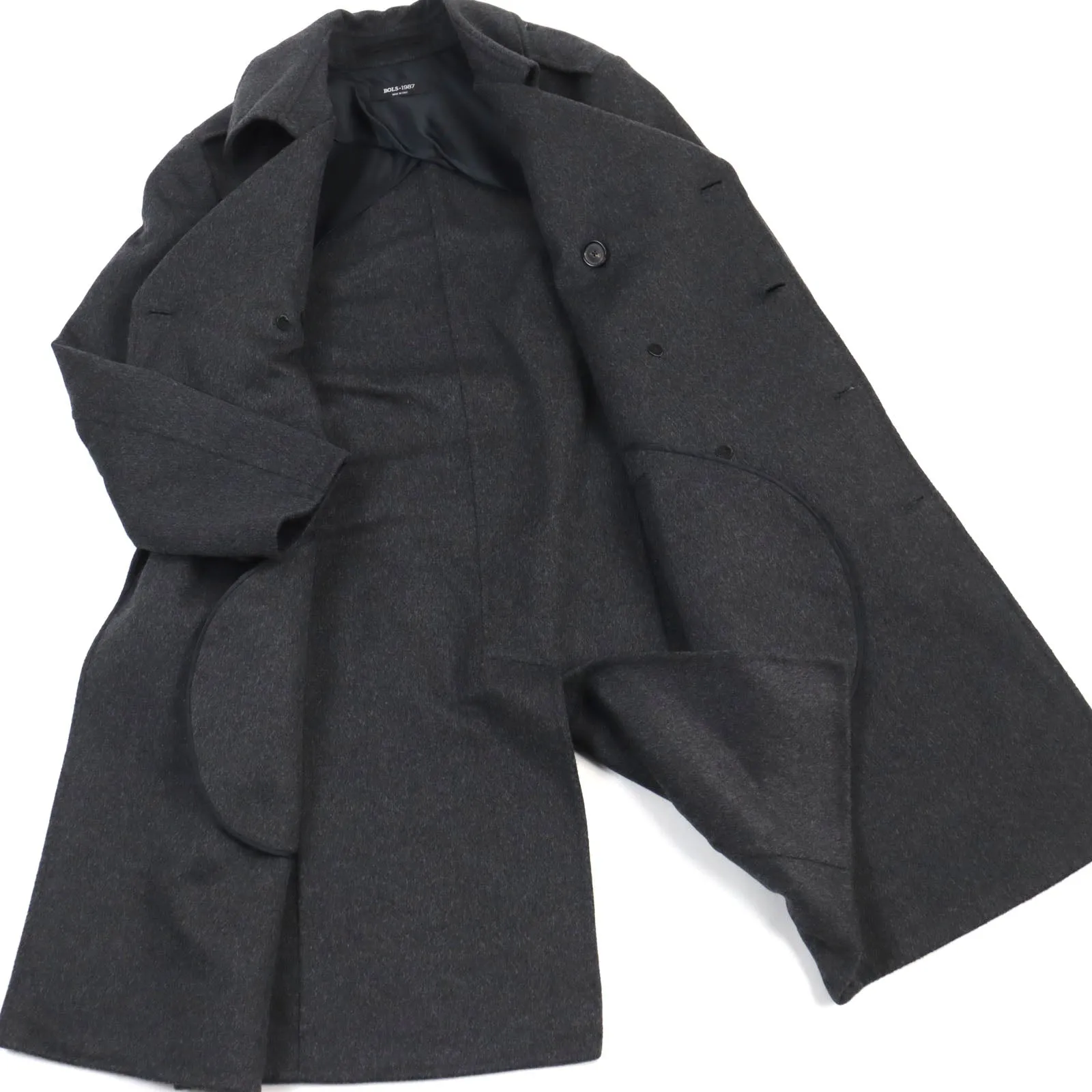 BOLS 1987 Cashmere Belted Long Coat Gray