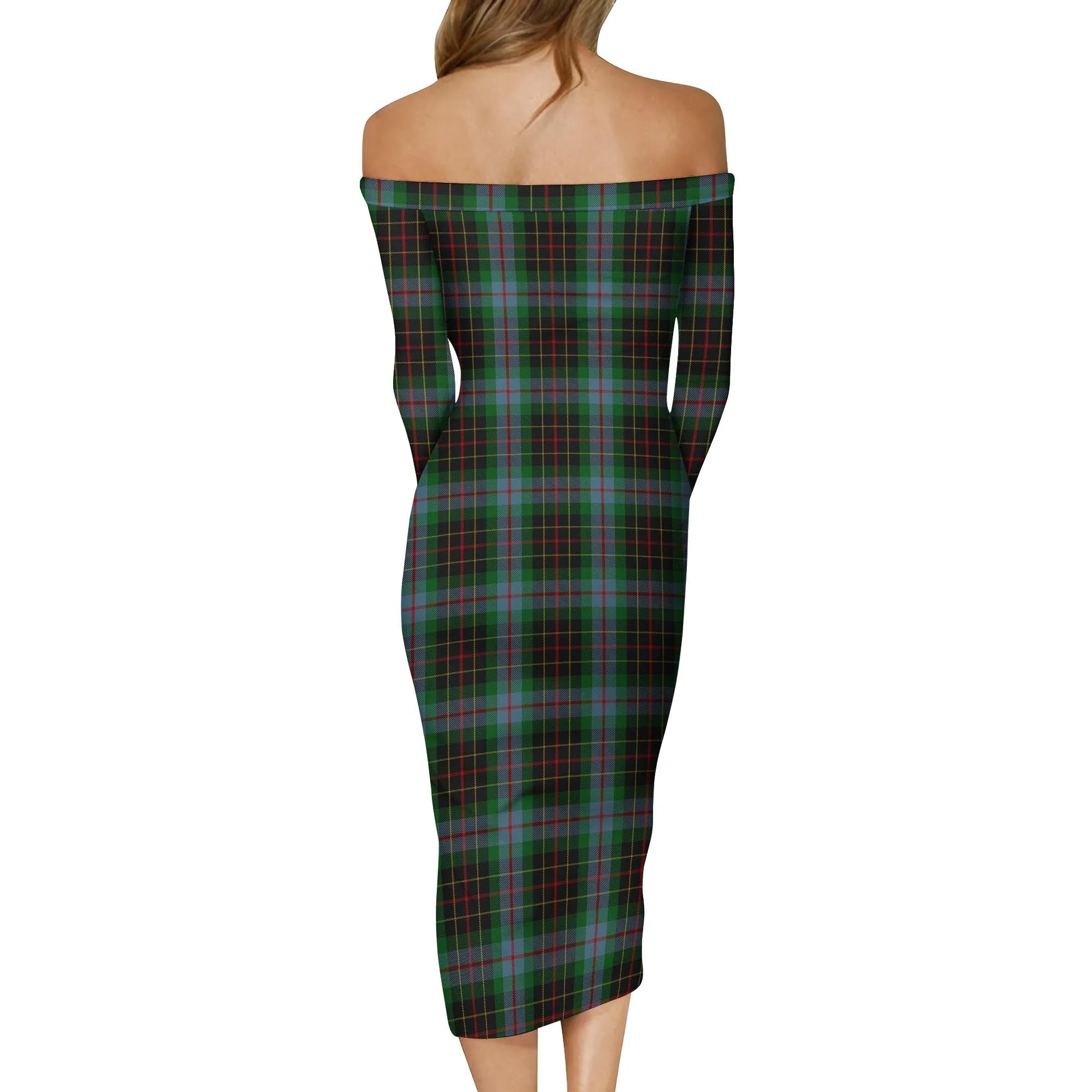 Brodie Hunting Tartan Off Shoulder Lady Dress