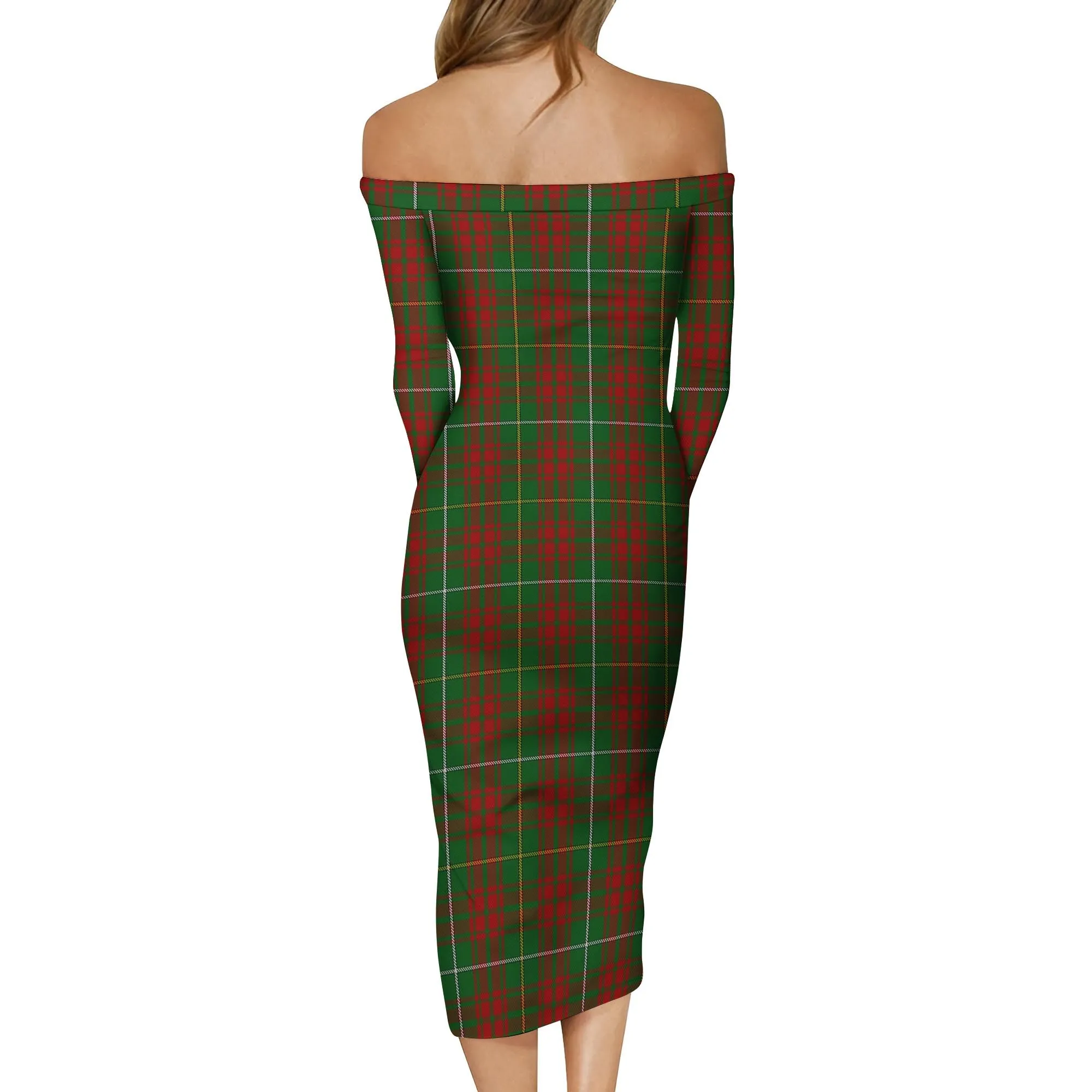 Bruce Hunting Tartan Off Shoulder Lady Dress