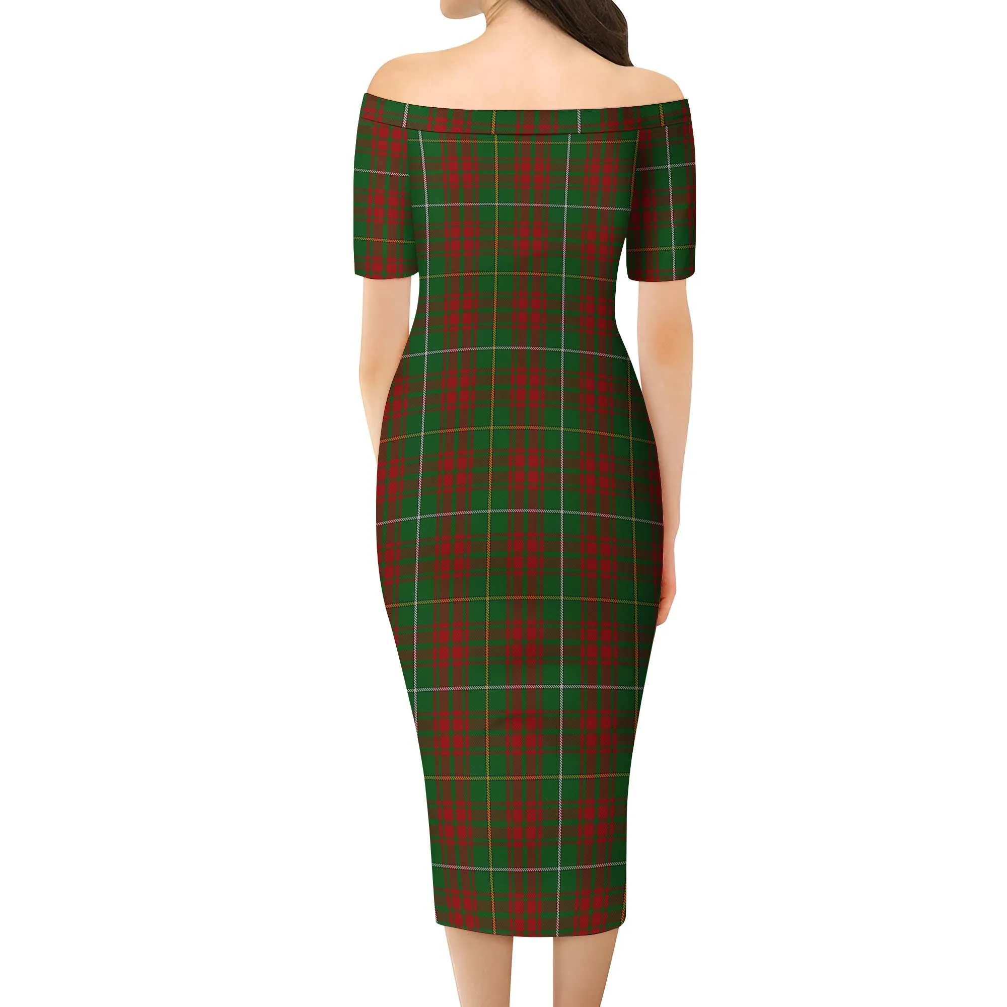 Bruce Hunting Tartan Off Shoulder Lady Dress