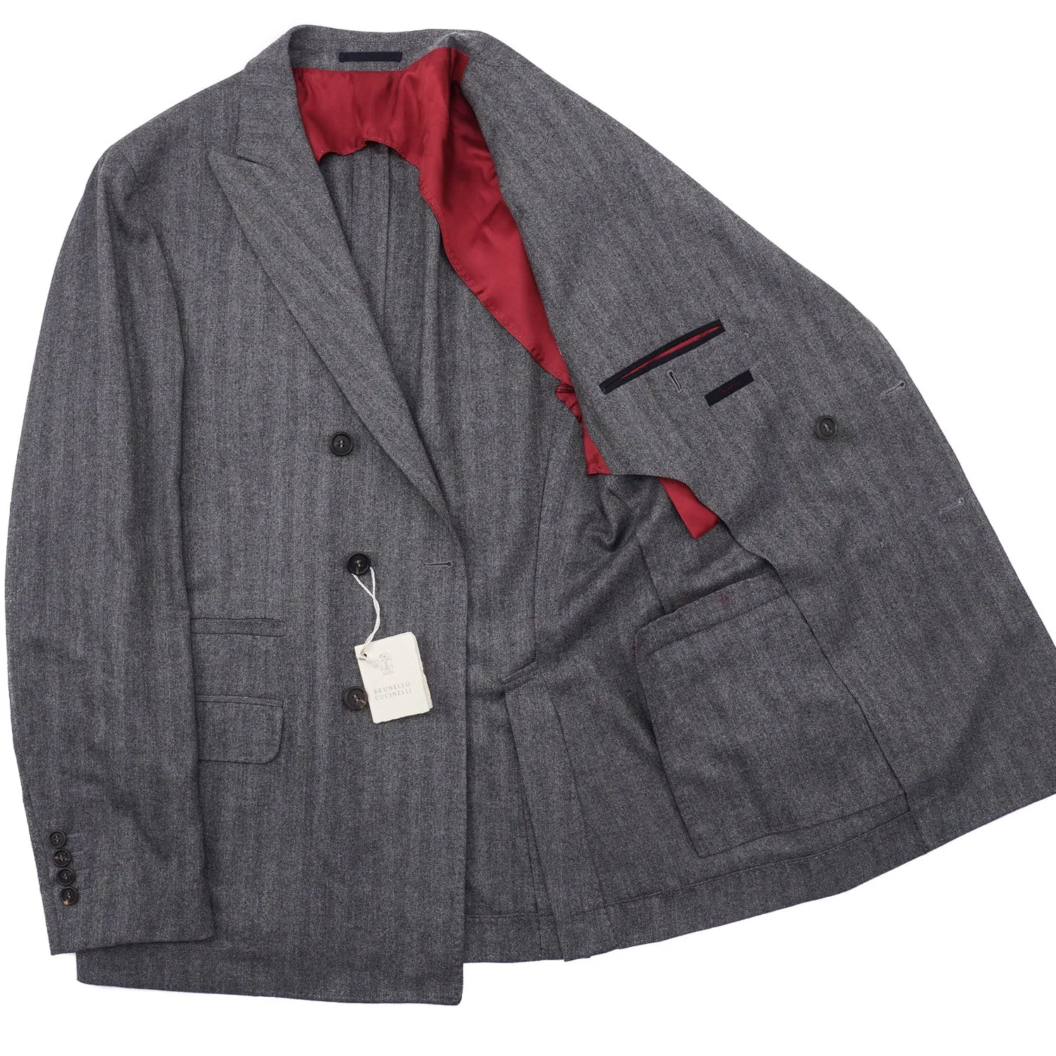 Brunello Cucinelli Herringbone Cashmere Sport Coat