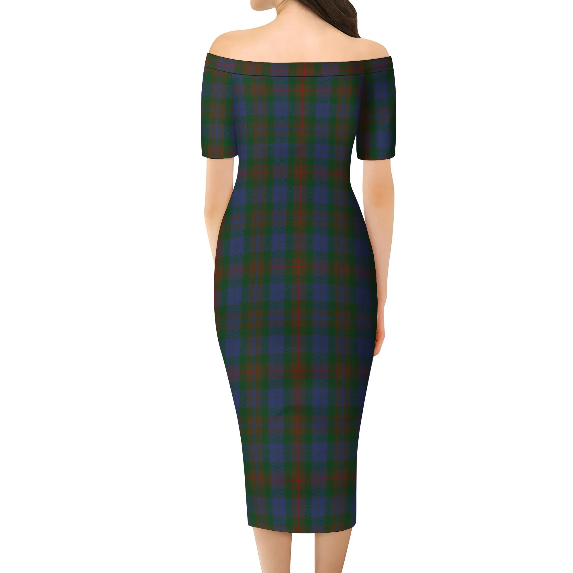 Buchanan Hunting Tartan Off Shoulder Lady Dress