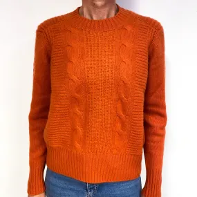 Burnt Orange Chunky Cashmere Crew Neck Jumper Medium