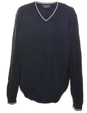 Cable Knit Navy Jumper - XL