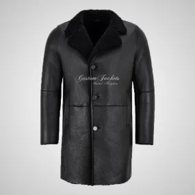 CARLOS Mens Sheepskin Coat Black Natural Shearling Coat