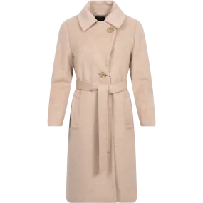 Cashmere Coat W Clareta Belt Midi - Beige