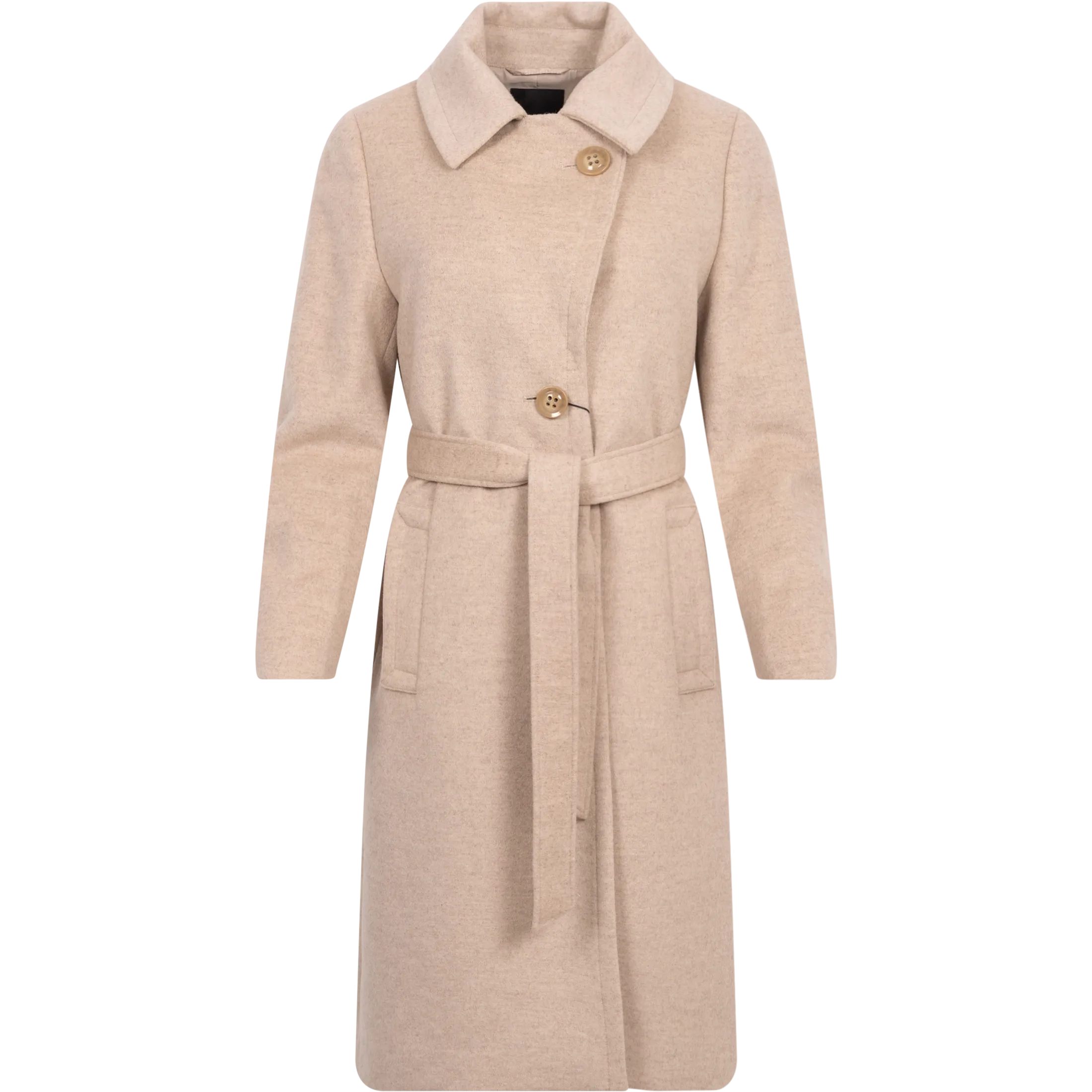 Cashmere Coat W Clareta Belt Midi - Beige