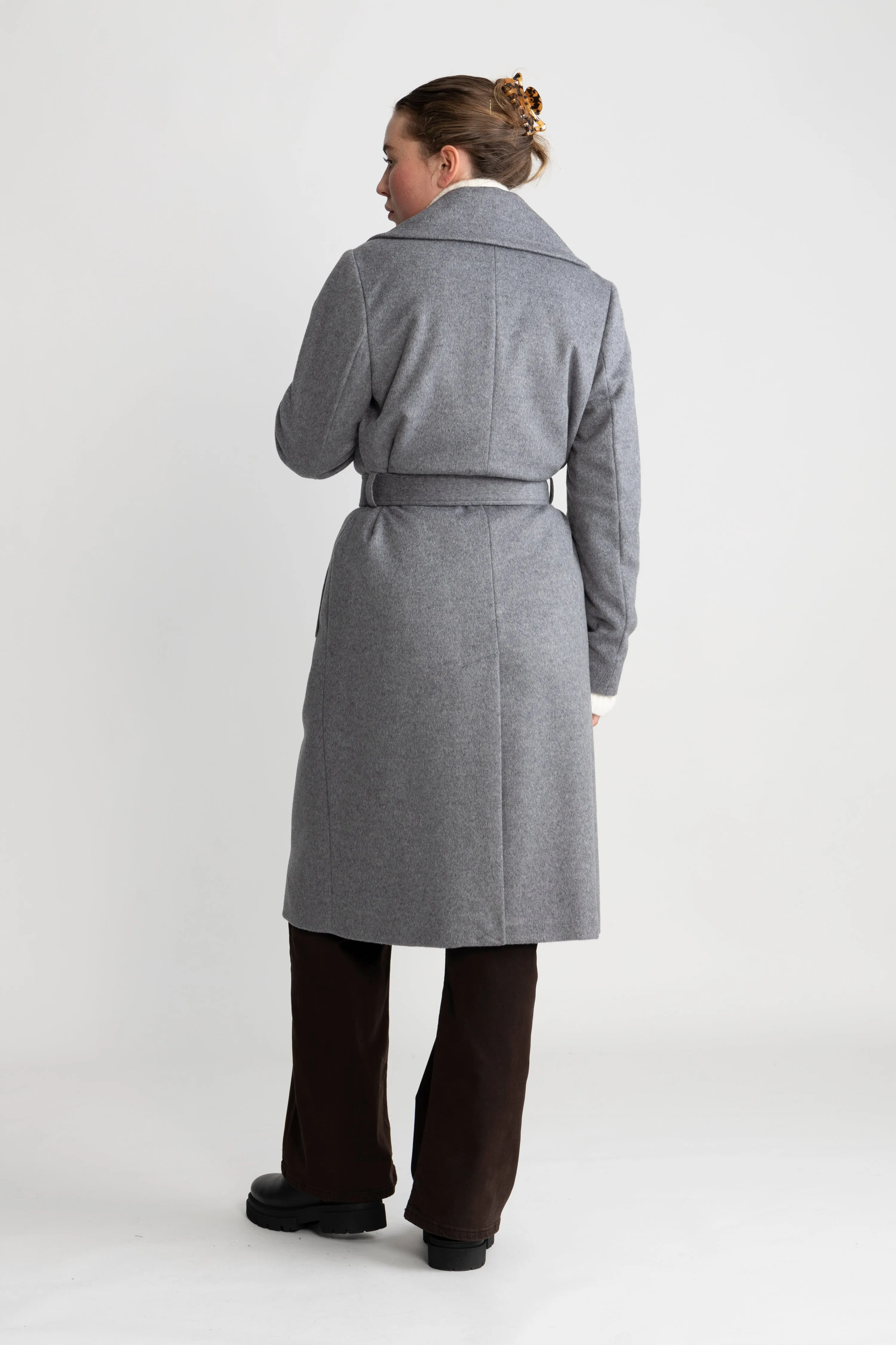 Cashmere Coat W Clareta Belt Midi - Smoky Grey