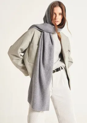 Cashmere Hooded Scarf in Monument Grey