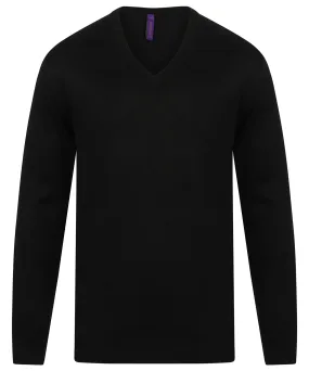 Cashmere touch acrylic v-neck jumper | Navy