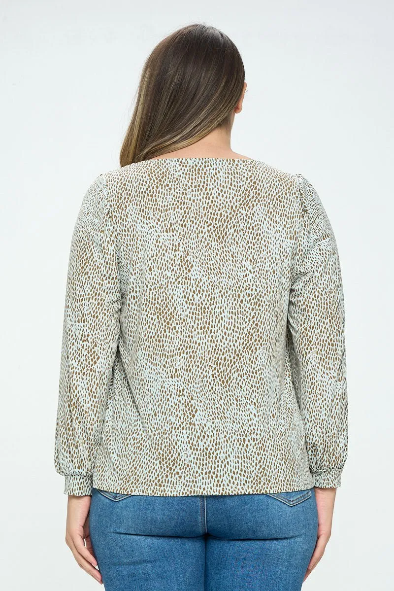 Cassidy Plus Size Long Sleeve Printed Top