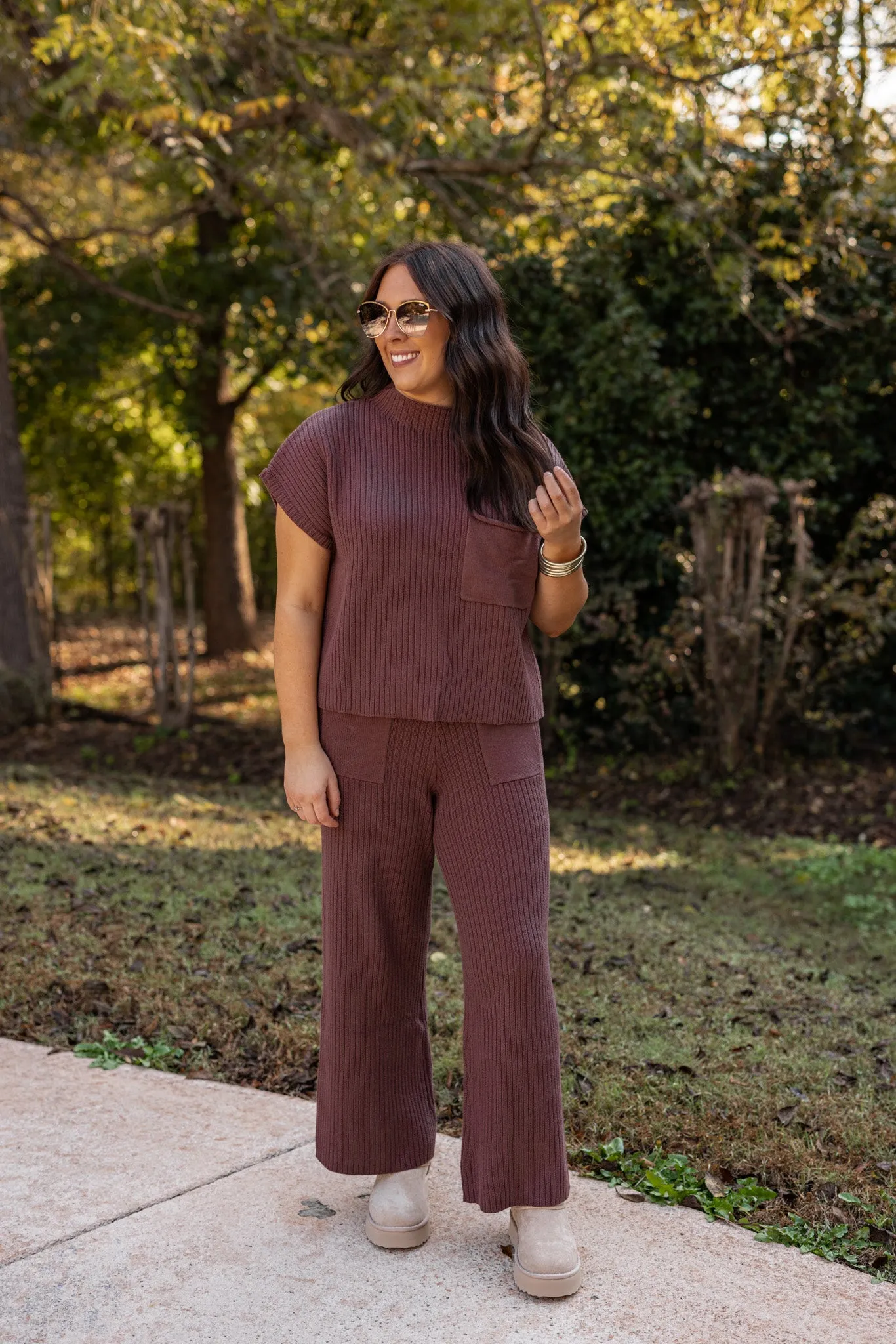 Casual Daydreams Chocolate Knit Top