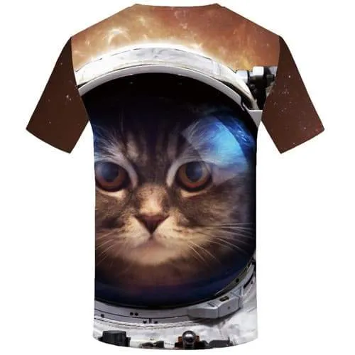 Cat T-shirt Men Animal Tshirt Anime Astronaut T-shirts Graphic Metal Tshirt Printed Galaxy Space T-shirts 3d Short Sleeve