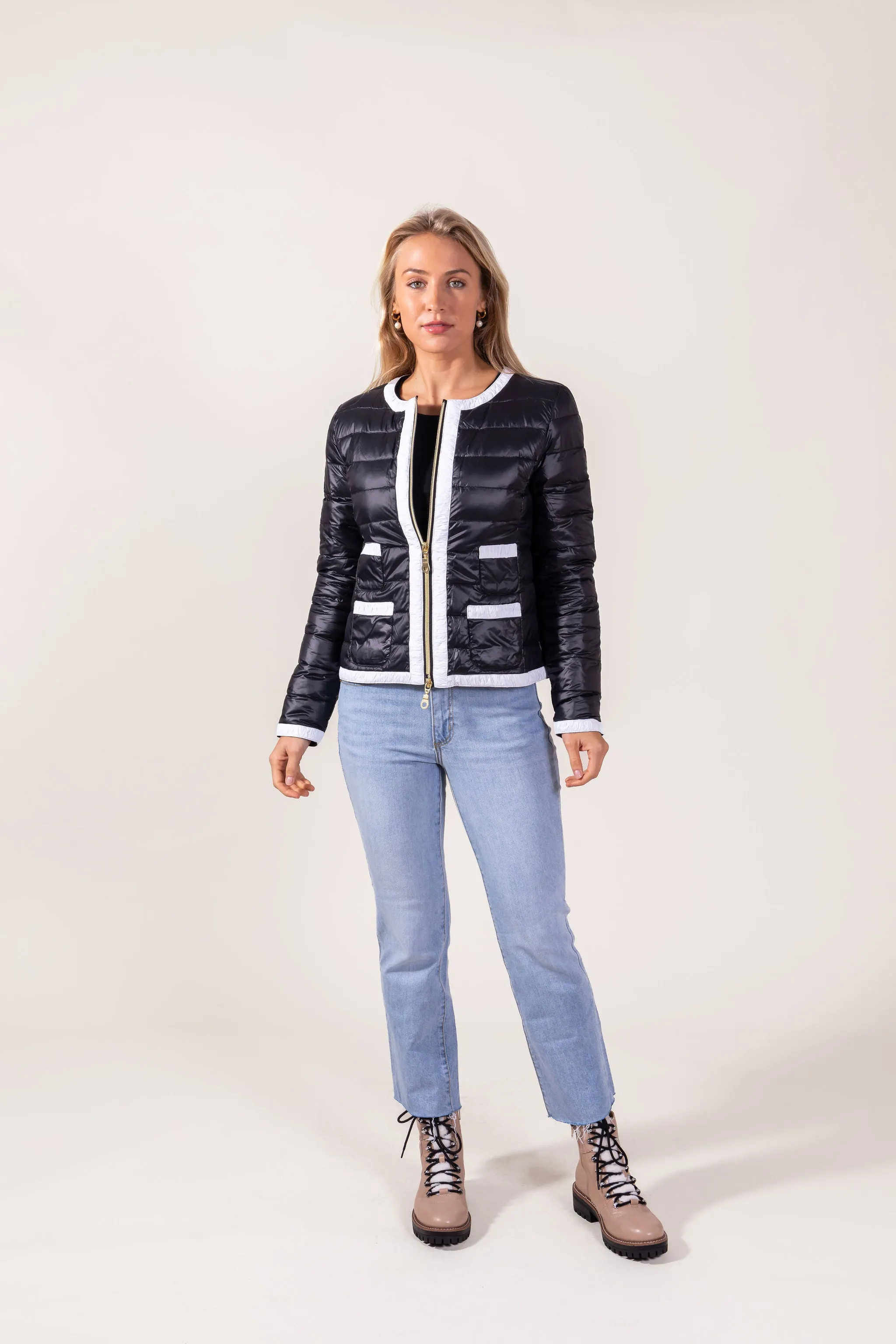 Channel Contrast Puffer Jacket