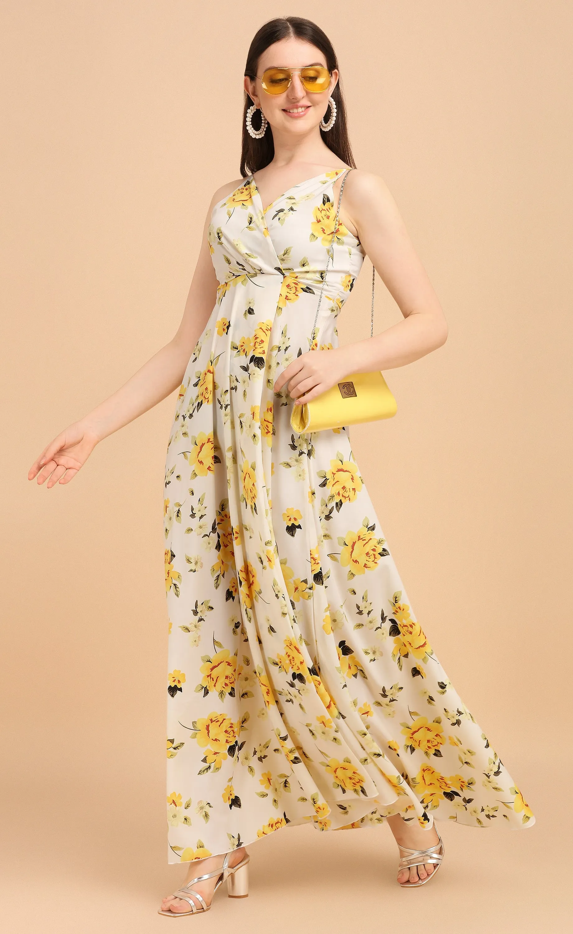 Charming Floral Wrap Maxi Dress