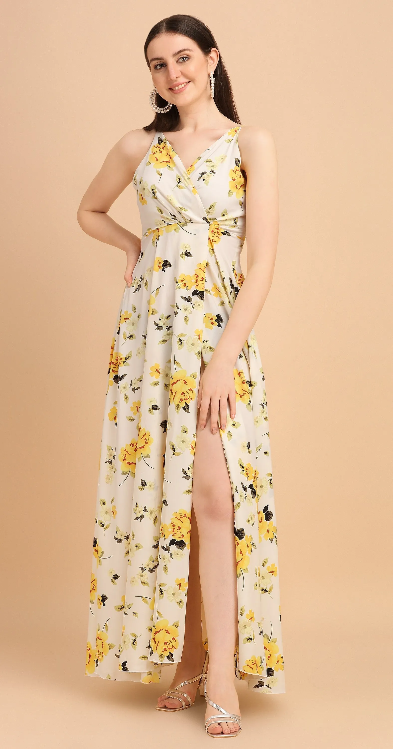 Charming Floral Wrap Maxi Dress