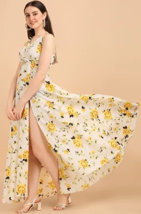 Charming Floral Wrap Maxi Dress