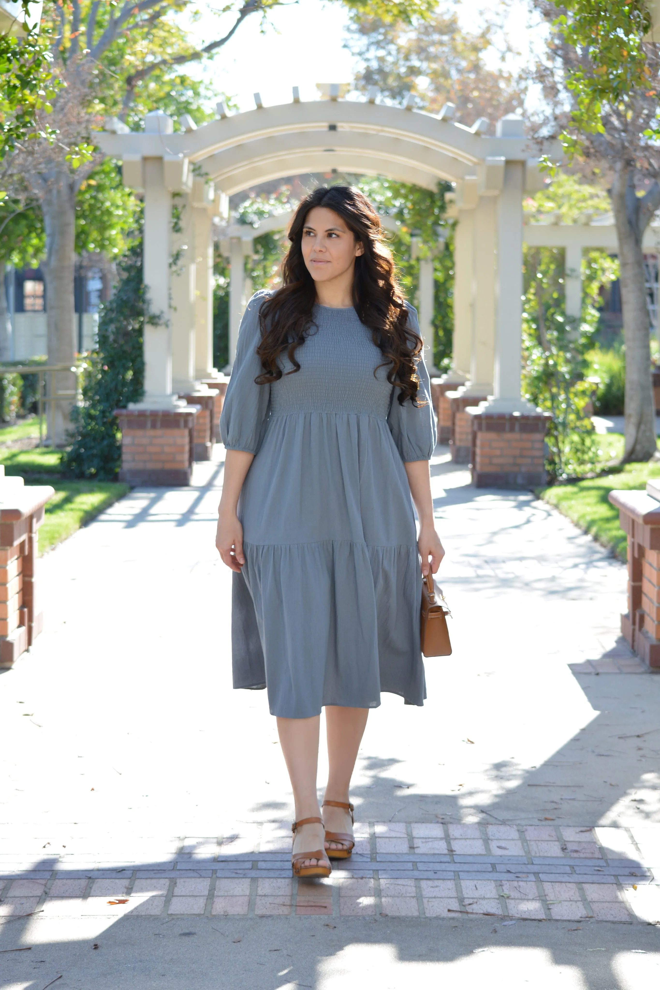 Clarissa Warm Blue Cotton Dress