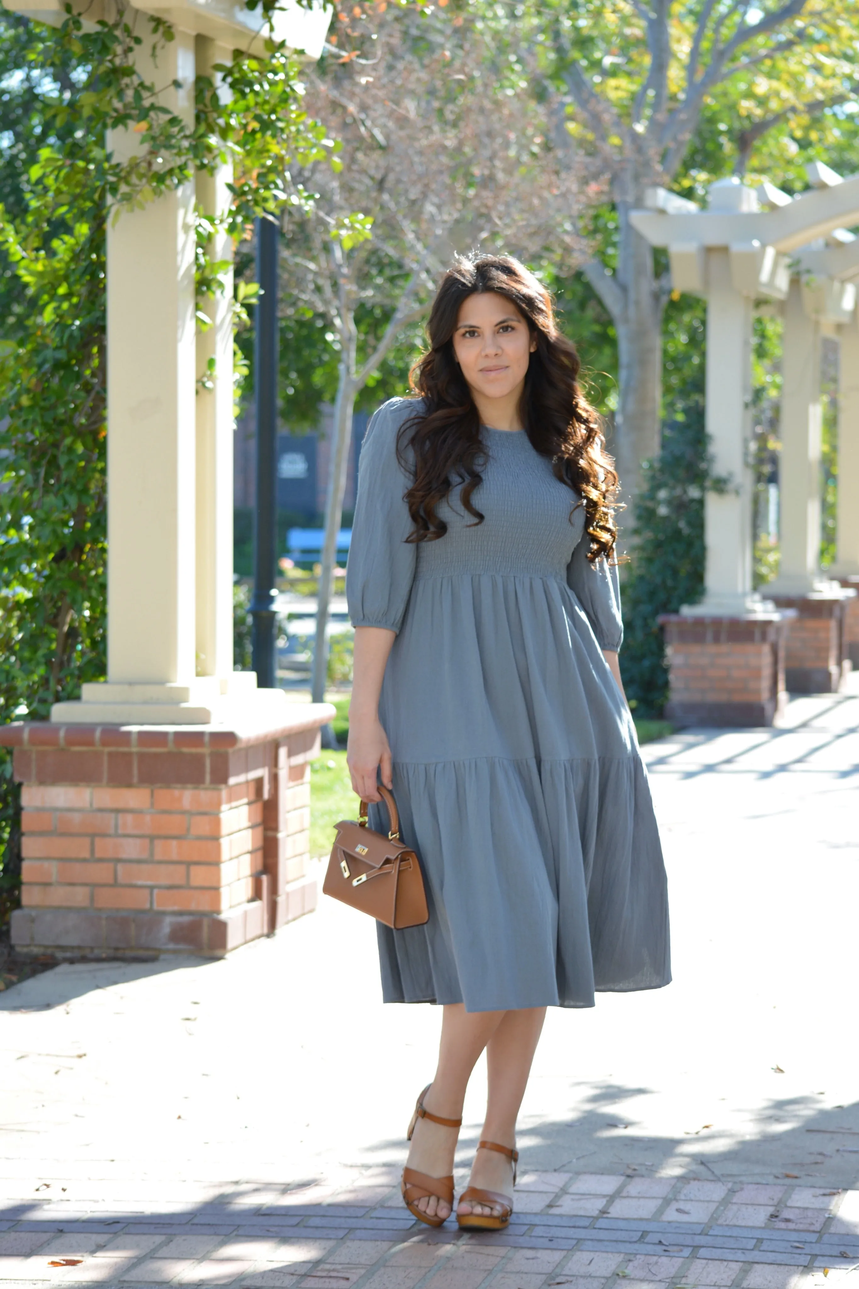 Clarissa Warm Blue Cotton Dress