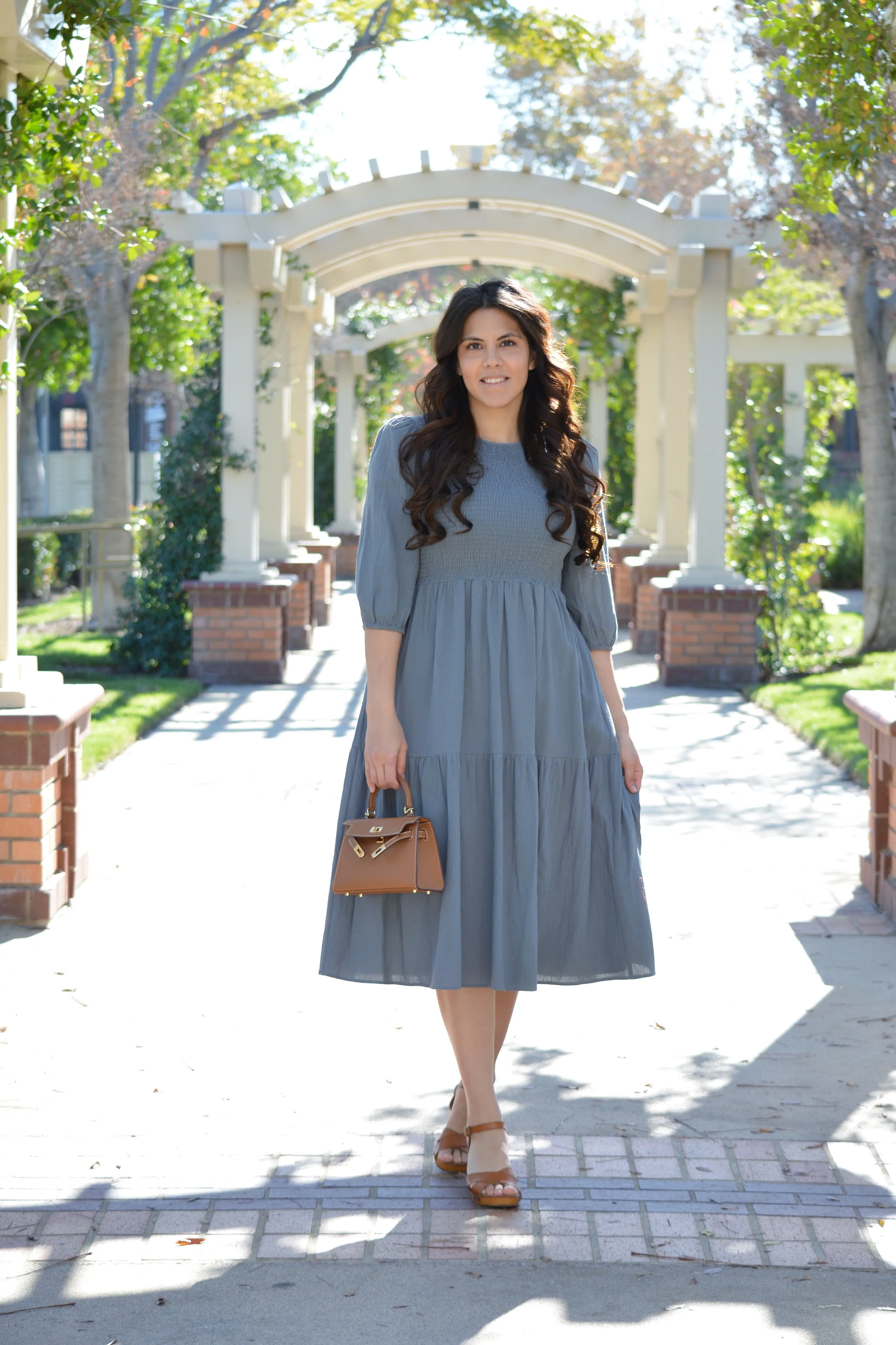 Clarissa Warm Blue Cotton Dress