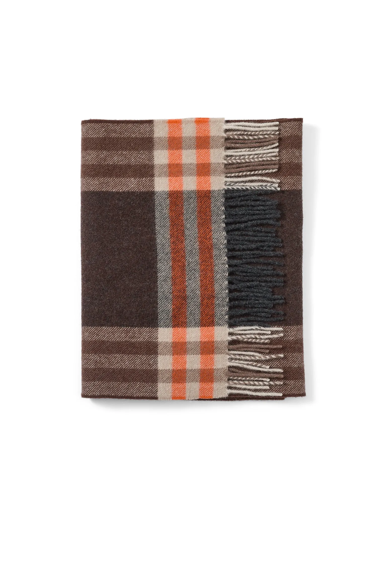 Classic Check Orange Wool Mix Scarf