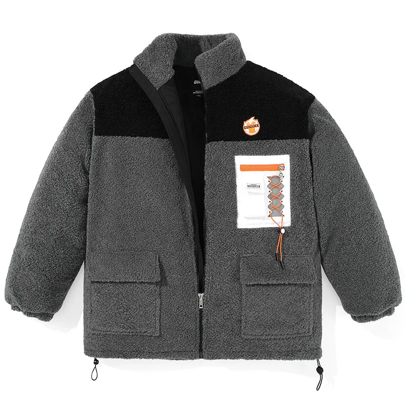 Color Block Fleece Cashmere Padded Coat