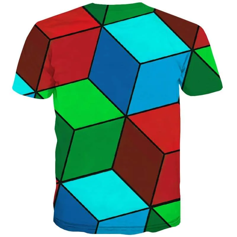 Colorful T shirts Men Tetris T shirts Funny Abstract Tshirt Printed Harajuku T-shirts Graphic Geometry Tshirts Cool