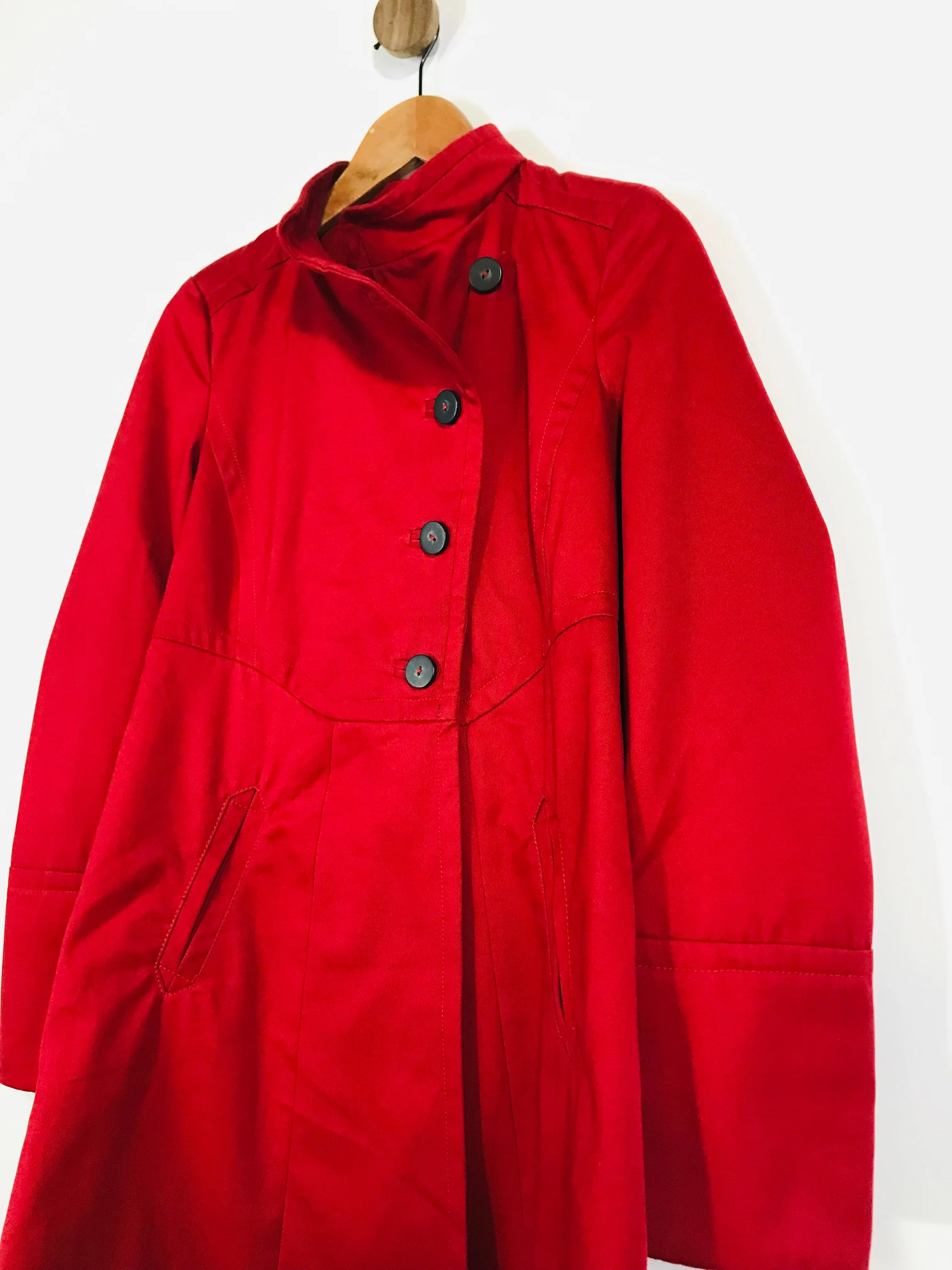 Comptoir des Cotonniers Women's Cotton Long Overcoat Coat | EU38 UK10 | Red