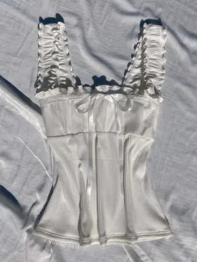 Coquette Lace Trim Ribbed Bowknot Camisole