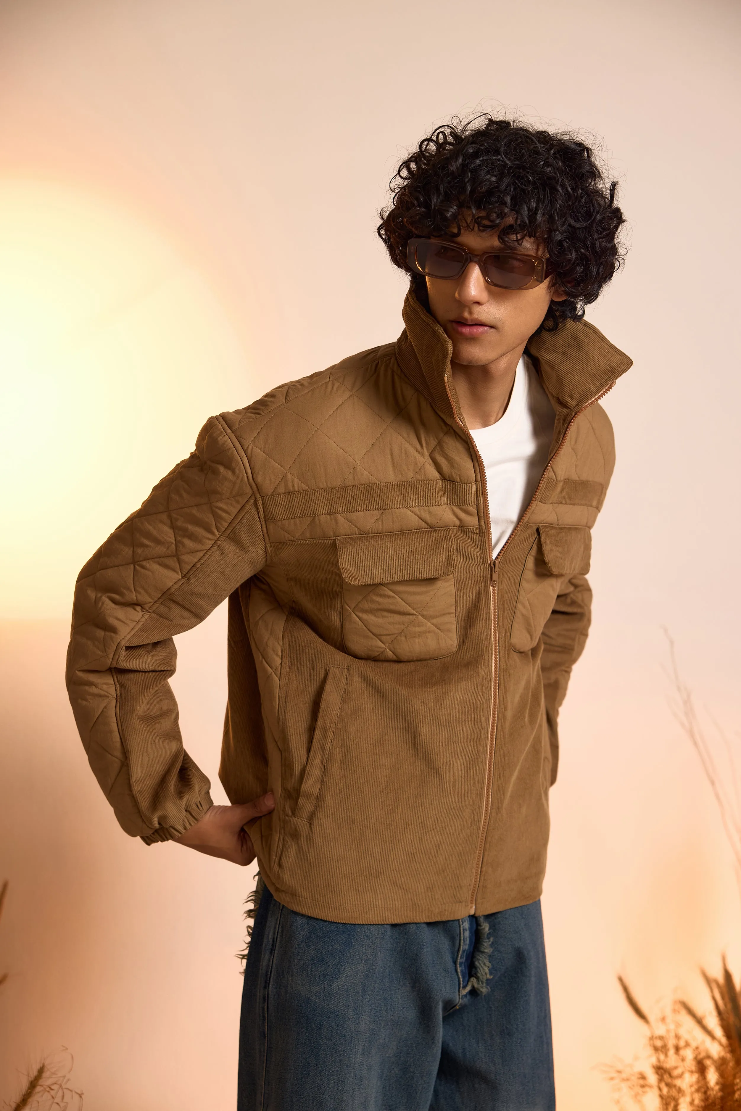 Corduroy Oversized Puffer Jacket-Men