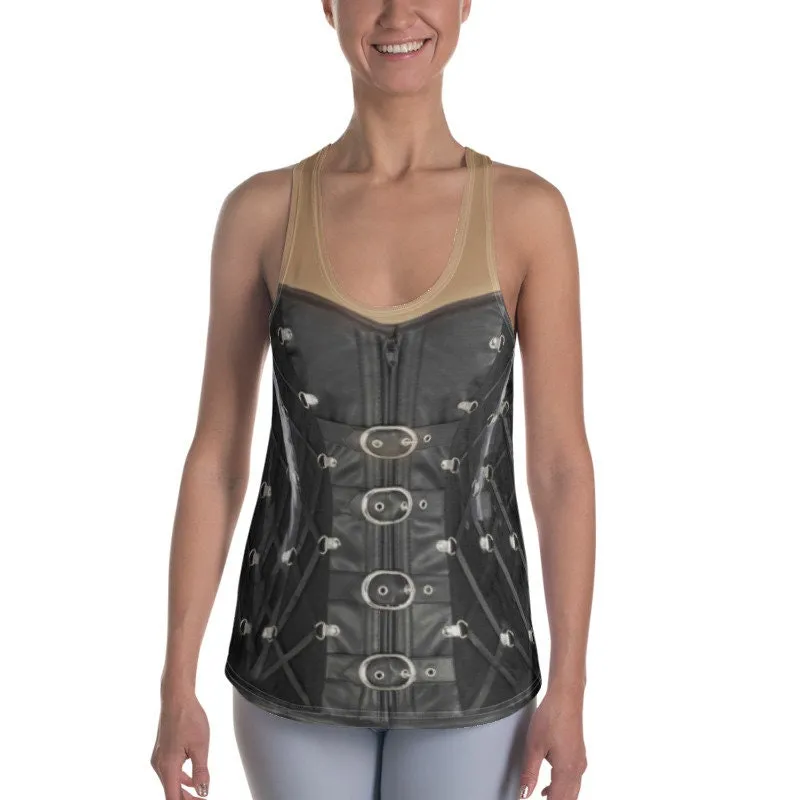 Corset look Tank top,Leather Corset look Casual top,Light,Medium/Dark skin,Valentine&#39;s Day gift,Birthday gift,Mother&#39;s Day Gift,gift for her