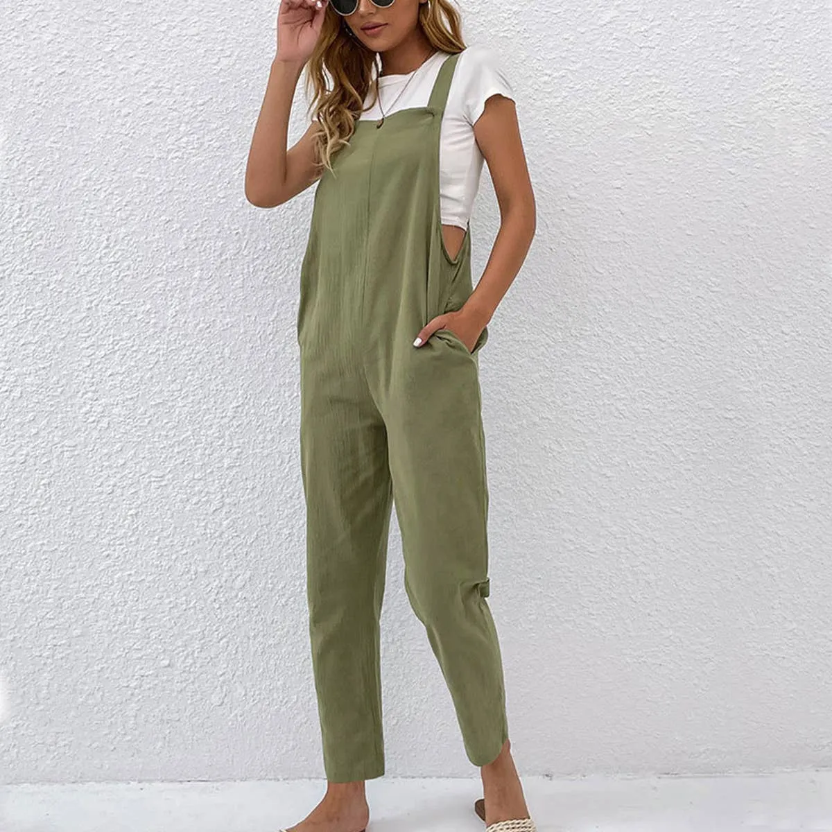 COTTON AND LINEN STRAIGHT OVERALLS_CWSJS0618