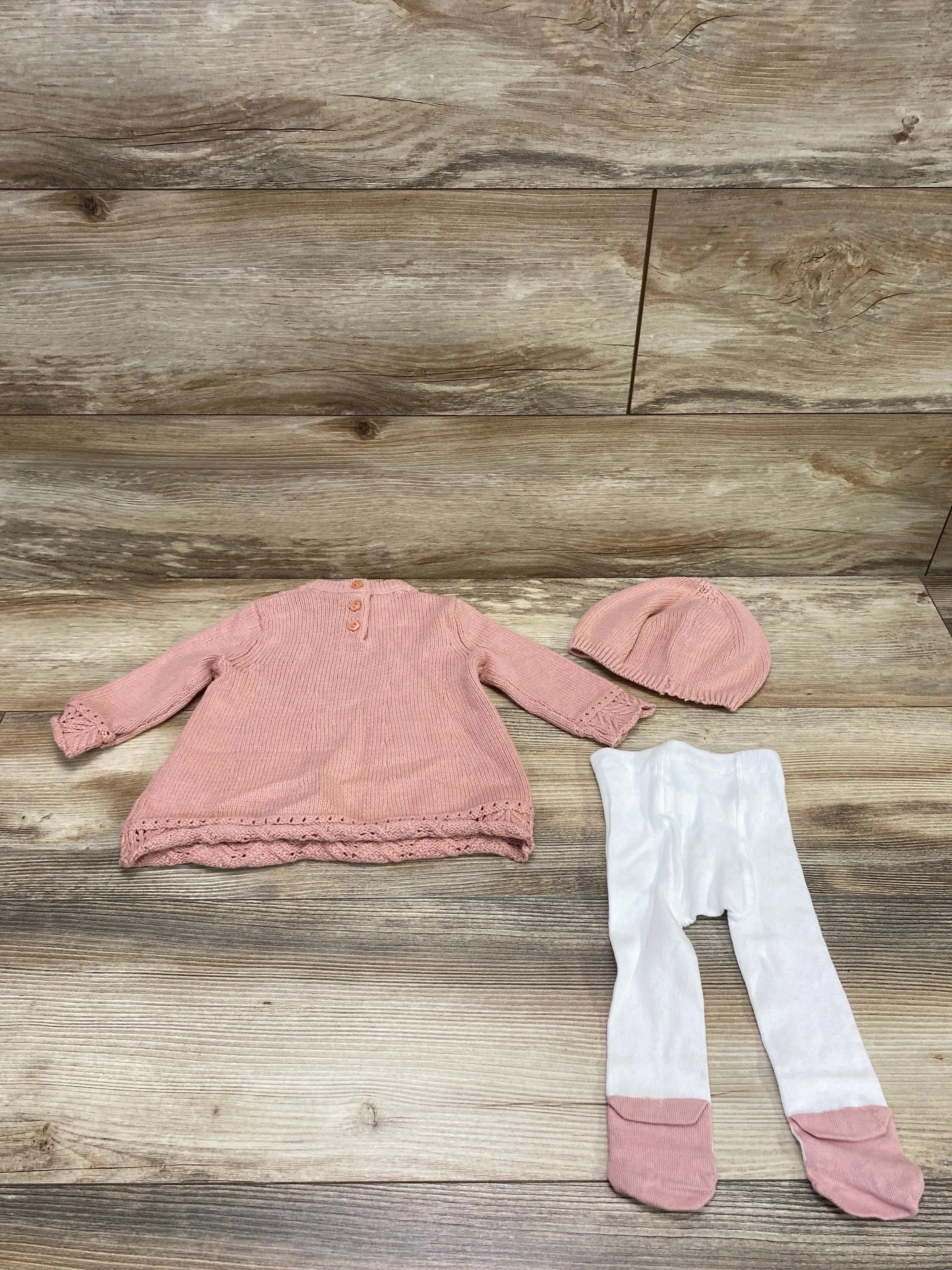 Cupcakes and Cashmere 3pc Sweater Dress Set Pink sz 3-6m