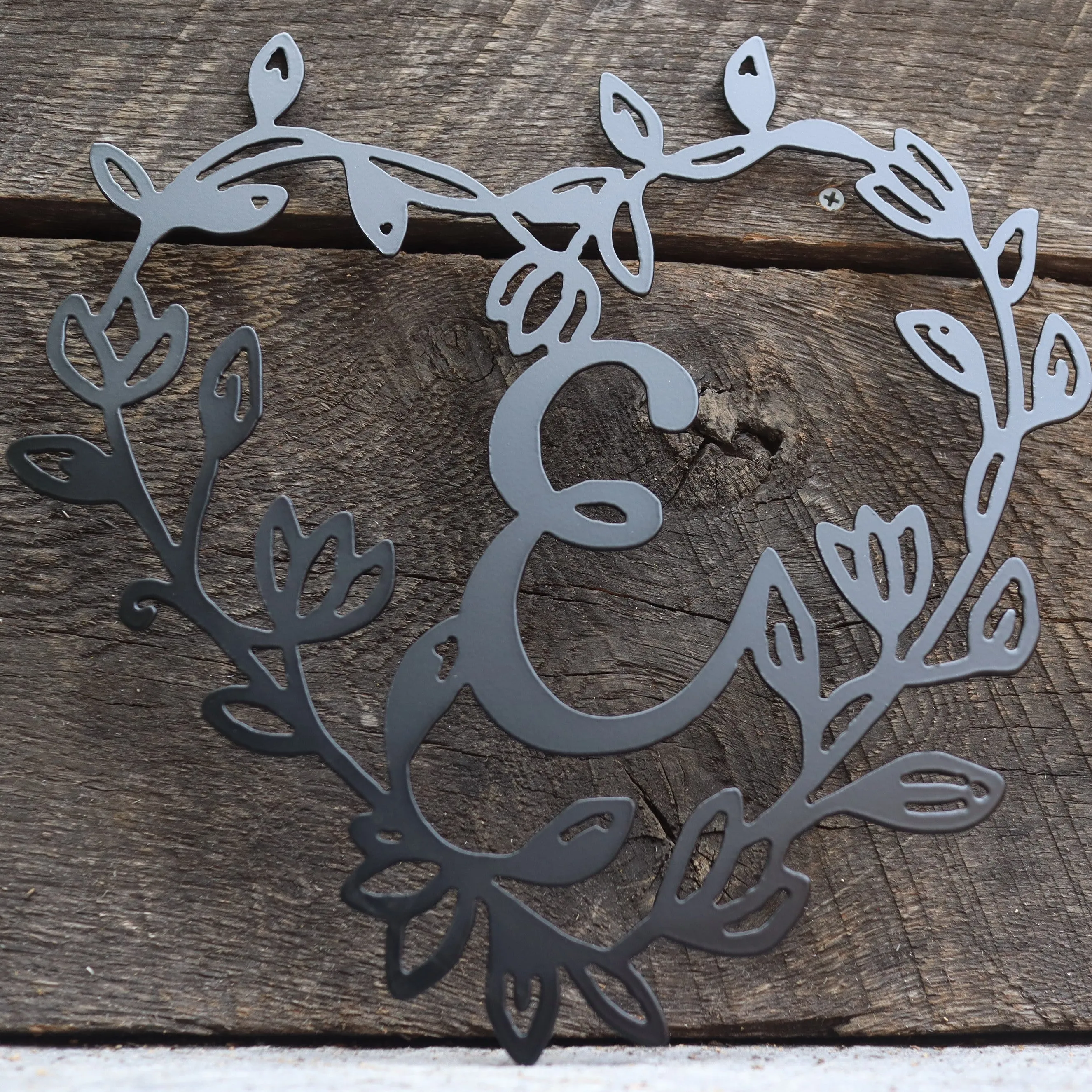 Custom Metal Monogram Heart Wreath - Initial Letter Front Door Hanger Decor, Wedding Signs, Cursive Words