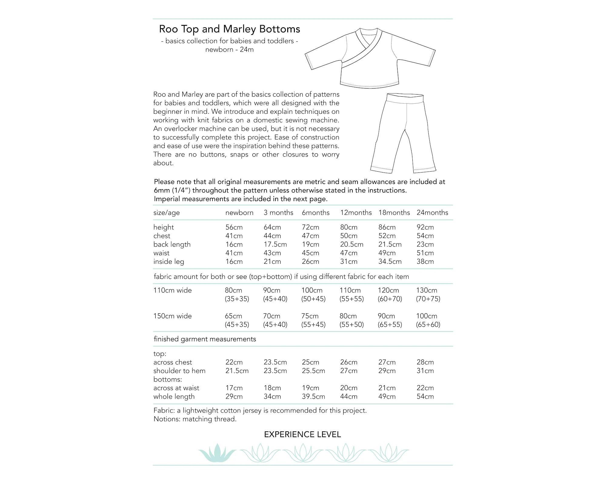 Dhurata Davies - Roo Top and Marley Bottoms (Newborn - 24 months) - Paper Sewing Pattern