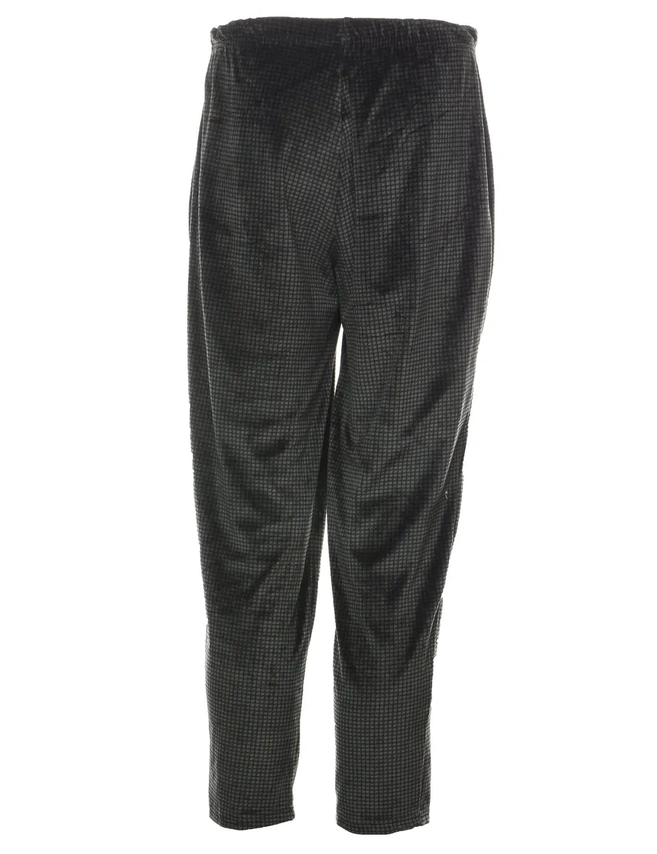 Dogtooth Design Black & Green Velour Trousers - W24 L27