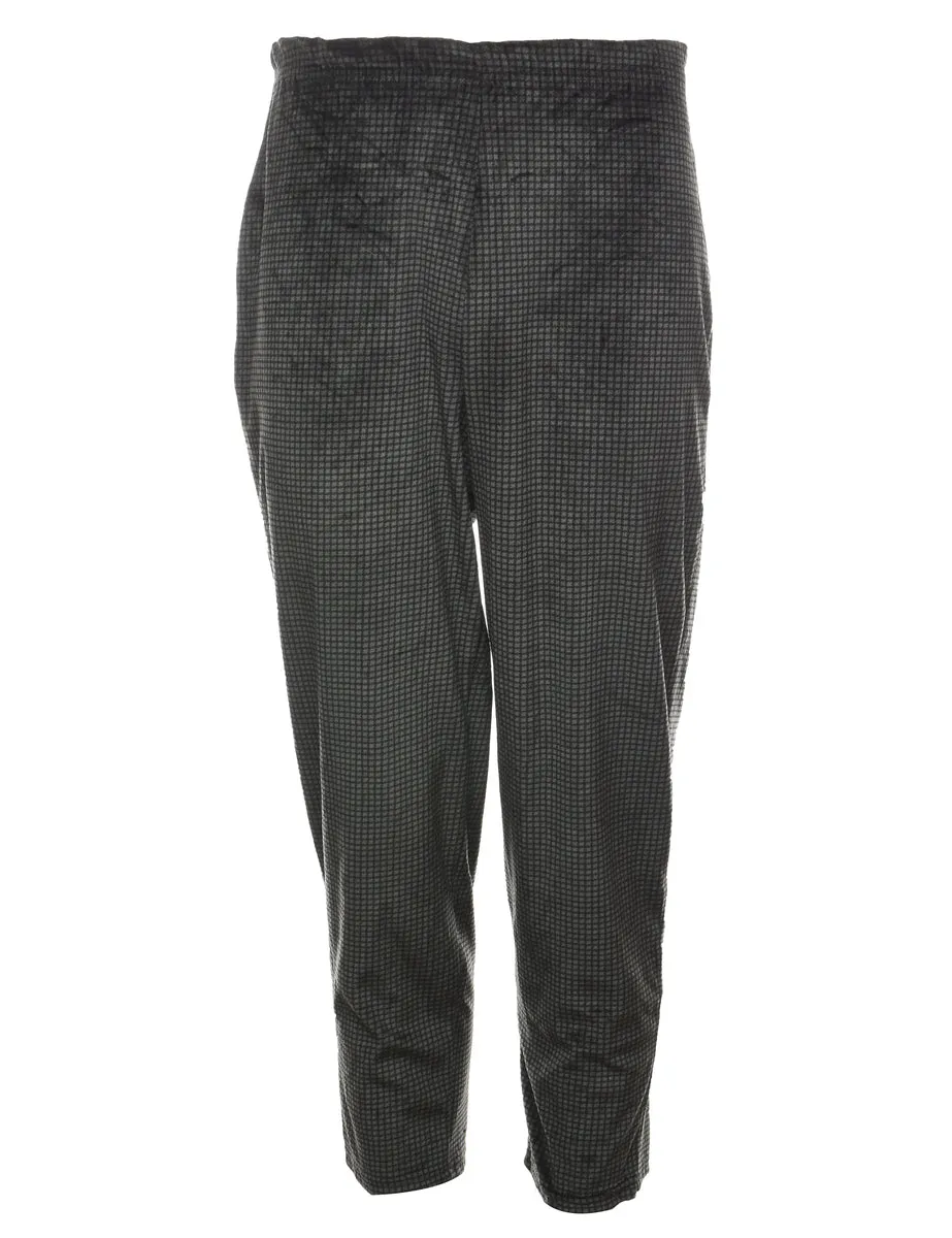 Dogtooth Design Black & Green Velour Trousers - W24 L27