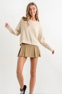 DOLMAN SLEEVE THERMAL KNIT TOP (NATURAL)