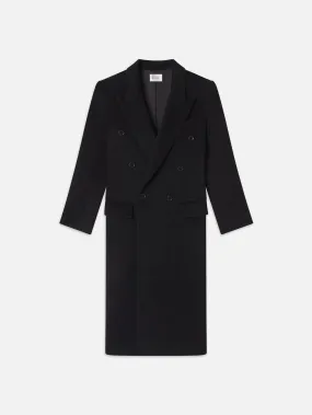 Double-Breasted Tailored Coat -- Black