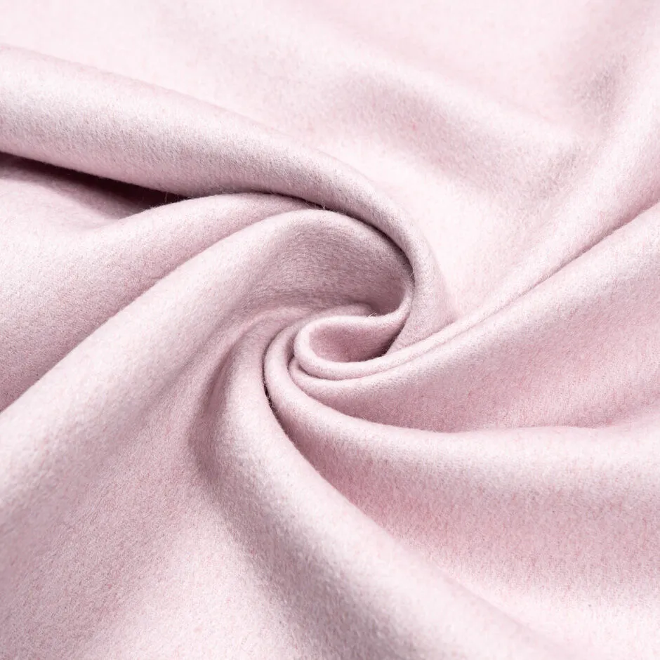 Double-Faced Pale Pink & Cherry Red Pure Cashmere