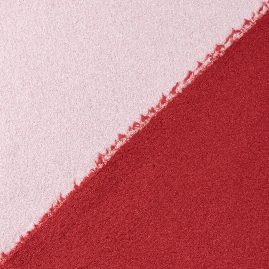 Double-Faced Pale Pink & Cherry Red Pure Cashmere