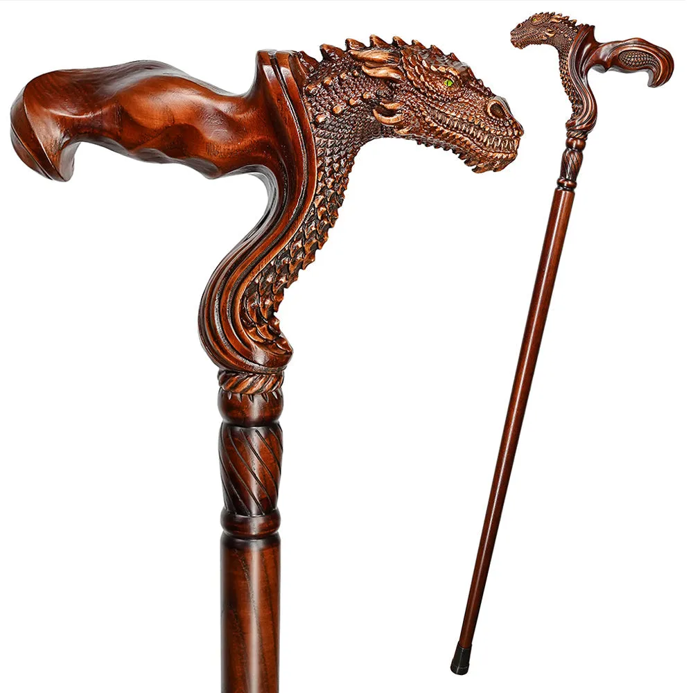 Dragon Ergonomic Right Hand Artisan Intricate Handcarved Cane