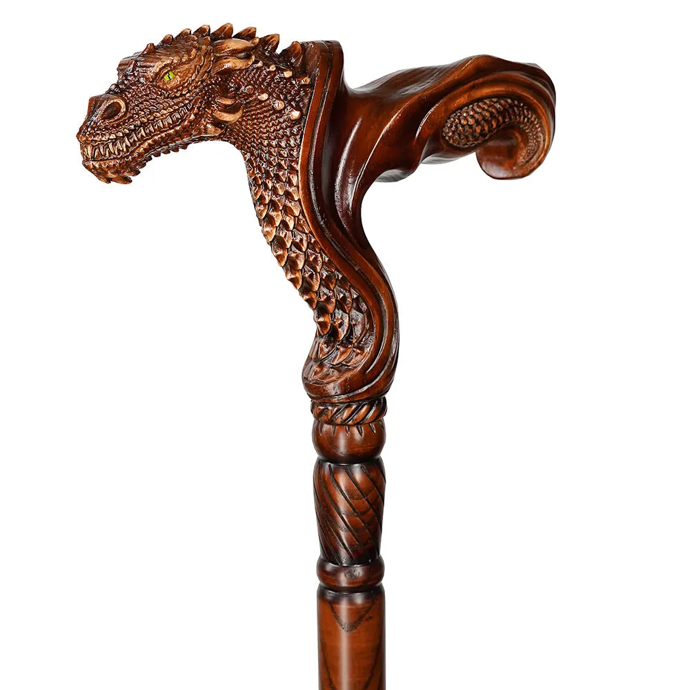 Dragon Ergonomic Right Hand Artisan Intricate Handcarved Cane