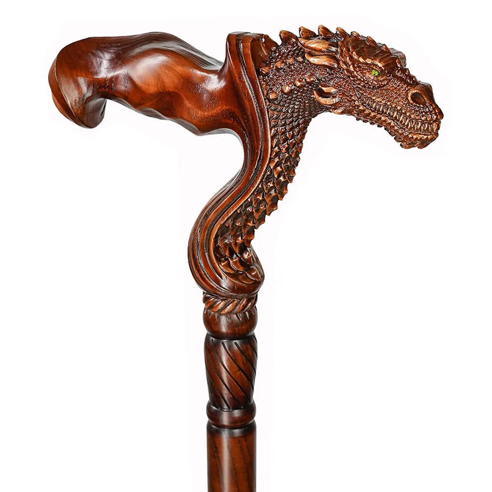 Dragon Ergonomic Right Hand Artisan Intricate Handcarved Cane