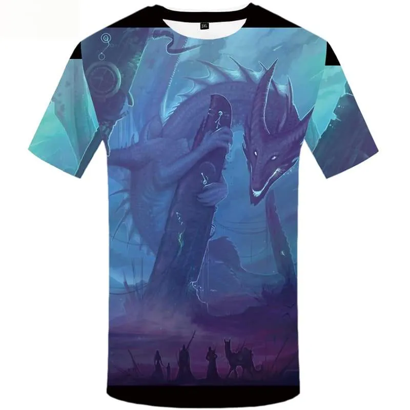 Dragon T shirts Men Animal Tshirt Anime War T shirts Funny Short Sleeve