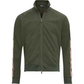 Dsquared2 Taped Sleeves Military Green Zip-Up Sweatshirt