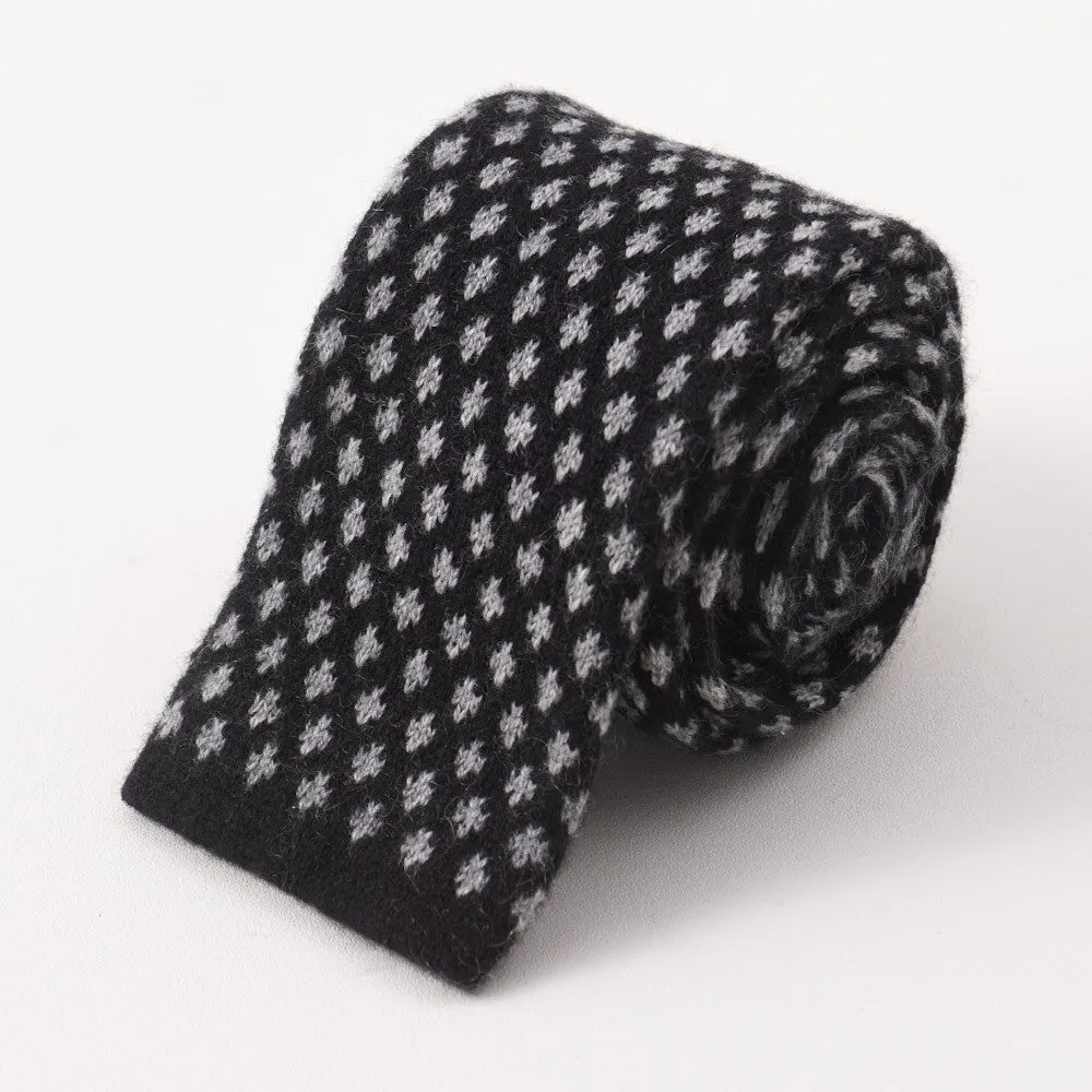 E. Marinella Black and Gray Knit Cashmere Tie